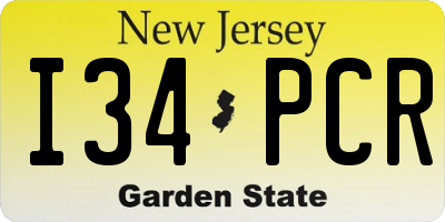 NJ license plate I34PCR