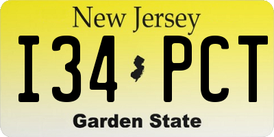 NJ license plate I34PCT
