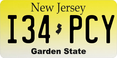 NJ license plate I34PCY