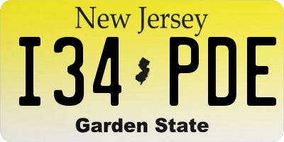 NJ license plate I34PDE
