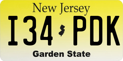 NJ license plate I34PDK