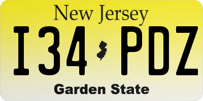 NJ license plate I34PDZ