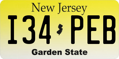 NJ license plate I34PEB