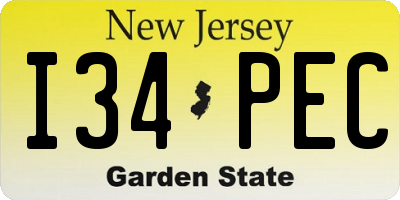 NJ license plate I34PEC