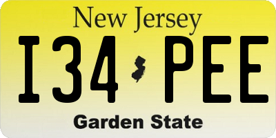 NJ license plate I34PEE