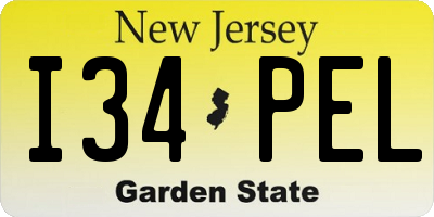 NJ license plate I34PEL