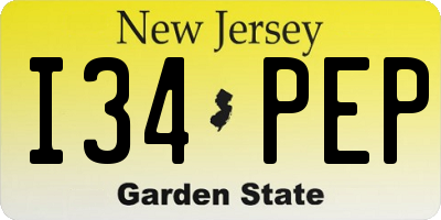 NJ license plate I34PEP