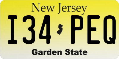NJ license plate I34PEQ