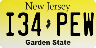 NJ license plate I34PEW