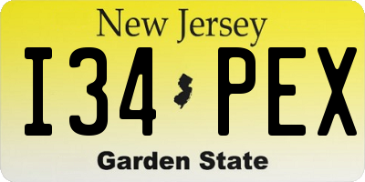 NJ license plate I34PEX