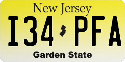 NJ license plate I34PFA