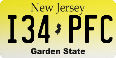 NJ license plate I34PFC