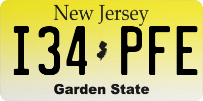 NJ license plate I34PFE