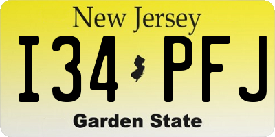 NJ license plate I34PFJ