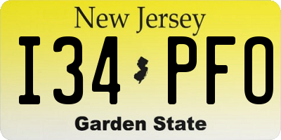 NJ license plate I34PFO