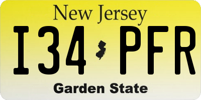 NJ license plate I34PFR