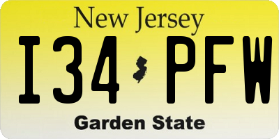 NJ license plate I34PFW