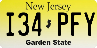 NJ license plate I34PFY