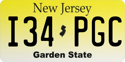 NJ license plate I34PGC