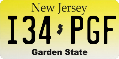 NJ license plate I34PGF