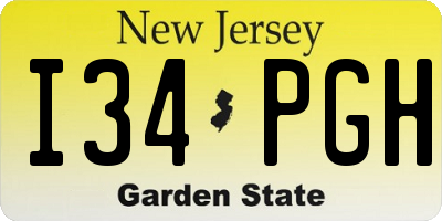 NJ license plate I34PGH