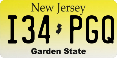 NJ license plate I34PGQ