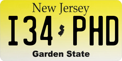 NJ license plate I34PHD