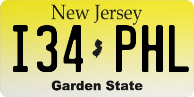 NJ license plate I34PHL