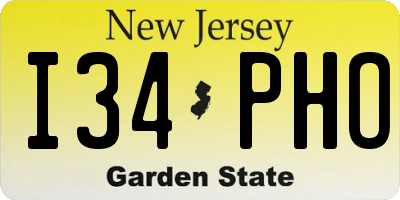 NJ license plate I34PHO