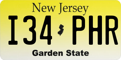 NJ license plate I34PHR