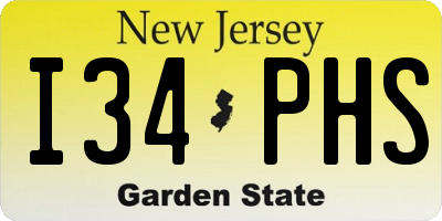NJ license plate I34PHS