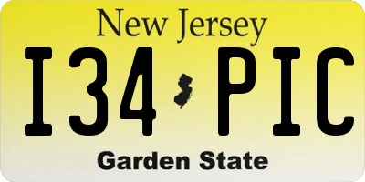 NJ license plate I34PIC
