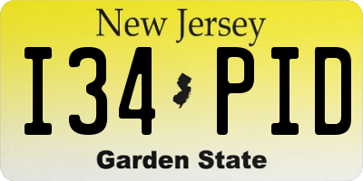NJ license plate I34PID