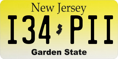 NJ license plate I34PII
