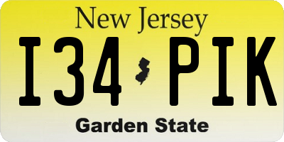 NJ license plate I34PIK