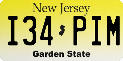 NJ license plate I34PIM
