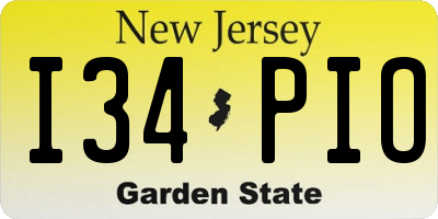 NJ license plate I34PIO