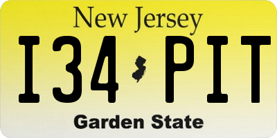 NJ license plate I34PIT