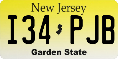 NJ license plate I34PJB