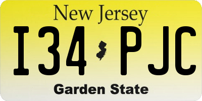 NJ license plate I34PJC