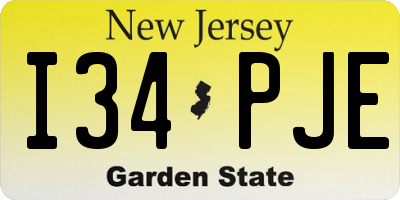 NJ license plate I34PJE