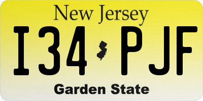 NJ license plate I34PJF
