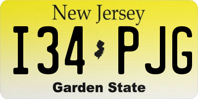 NJ license plate I34PJG