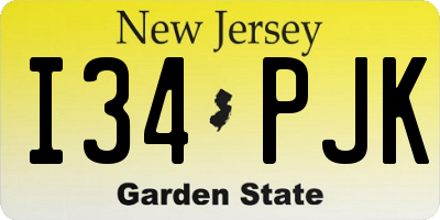 NJ license plate I34PJK