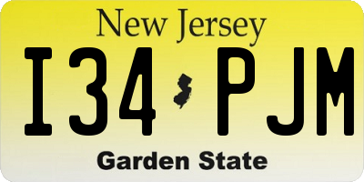 NJ license plate I34PJM