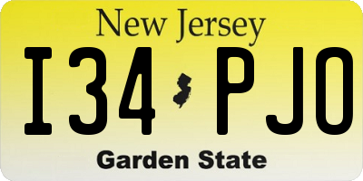 NJ license plate I34PJO