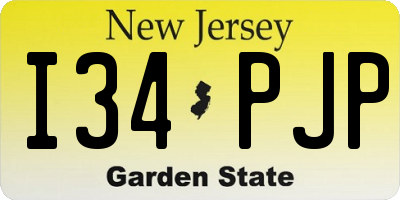 NJ license plate I34PJP