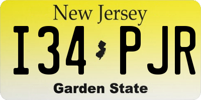 NJ license plate I34PJR