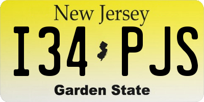 NJ license plate I34PJS