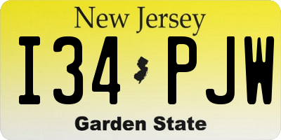 NJ license plate I34PJW